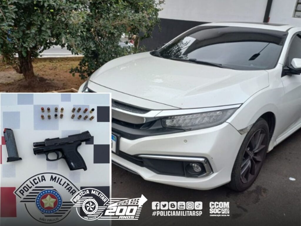PM apreende carro e revólver