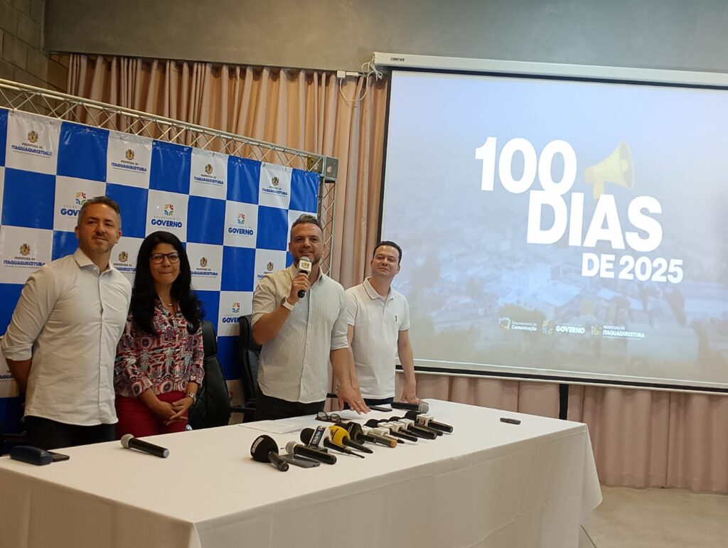 Eduardo Boigues em coletiva dos 100 dias de mandato