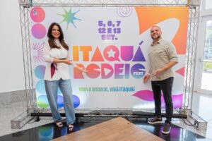 Mila Prates e Eduardo Boigues no lançamento do Itaquá Rodeio
