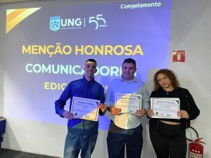 Menção honrosa para o Itaquá Repórter - Stepan Sena, Wellington Alves e Jennifer Freire